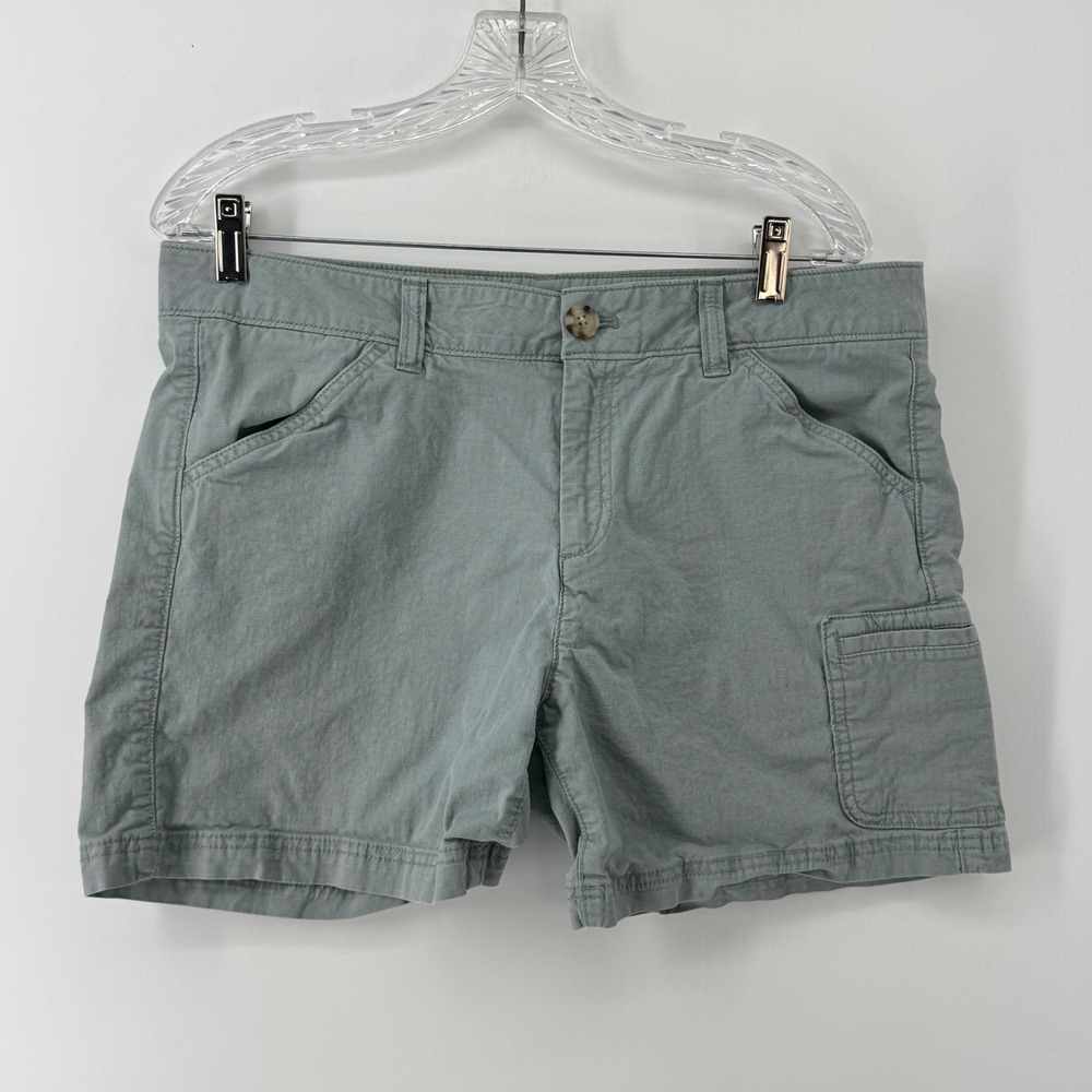 Eddie Bauer Womens Sage Green Ripstop Cargo Shorts Size 12 Outdoor Hiking Casual